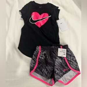 Nike Girls Pink & Black Athletic Two Piece Set
